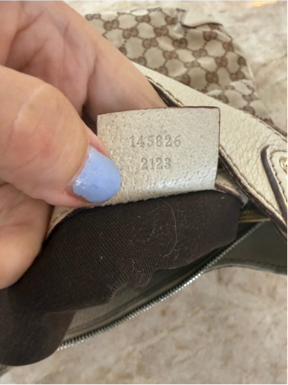 Gucci Shoulder Bag Beige Brown, rubs, wear, discoloration. - Picture 14 of 15